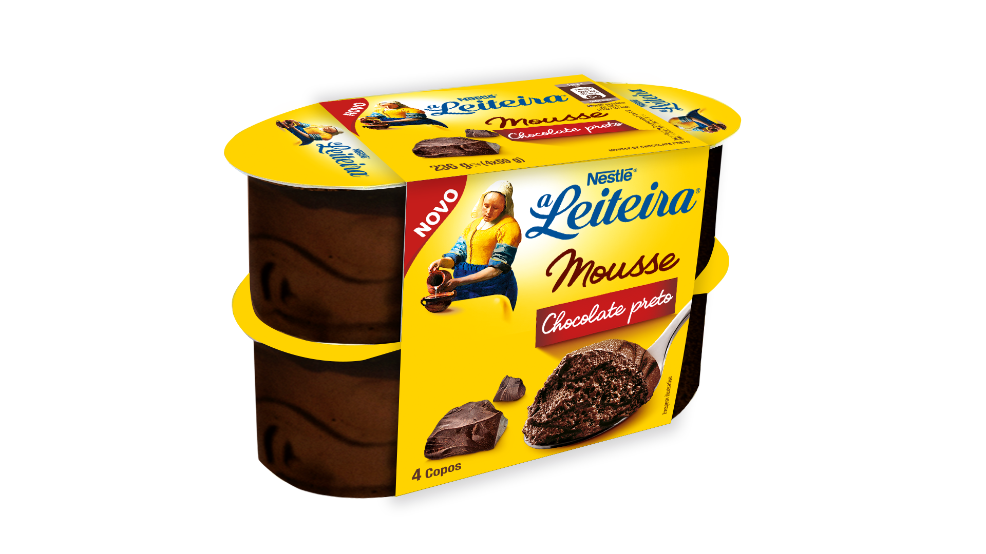 MOUSSE CHOCOLATE NEGRO 4X60G LEITEIRA